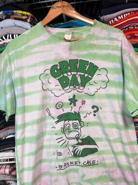 Modern Green Day basket case green tie dye band t shirt